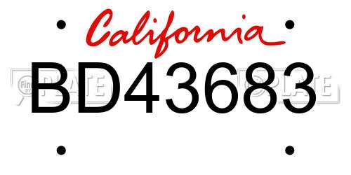 BD43683 California License Plate