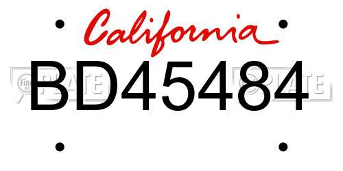 BD45484 California License Plate