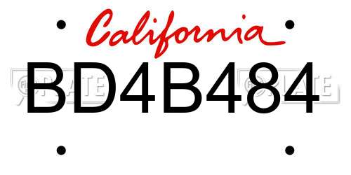 BD4B484 California License Plate