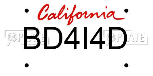 BD4I4D California License Plate