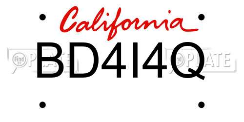 BD4I4Q California License Plate
