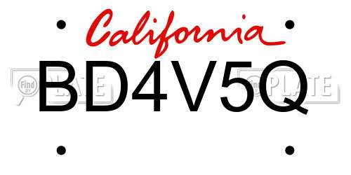 BD4V5Q California License Plate