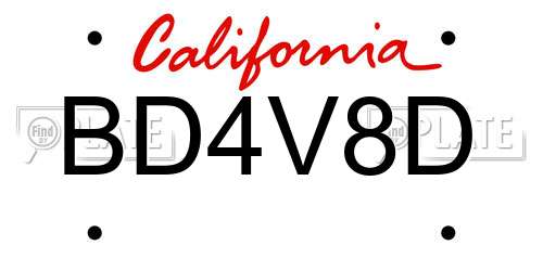 BD4V8D California License Plate