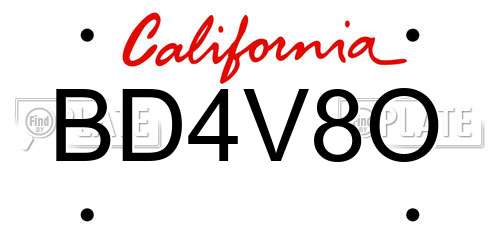 BD4V8O California License Plate