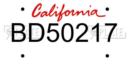 BD50217 California License Plate