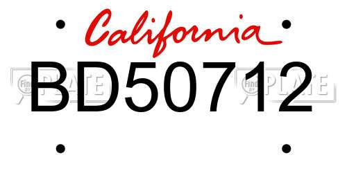 BD50712 California License Plate