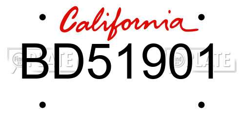 BD51901 California License Plate