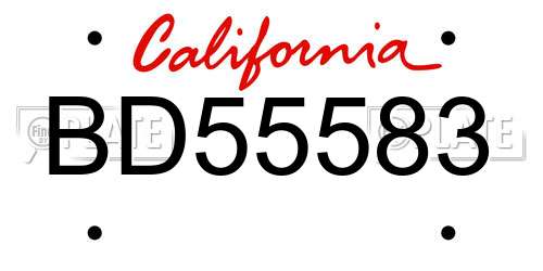 BD55583 California License Plate