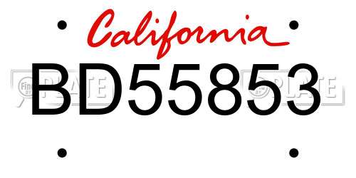 BD55853 California License Plate