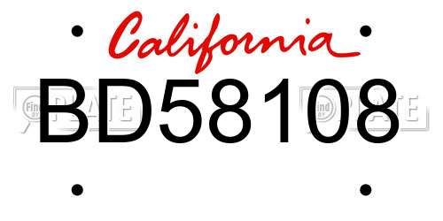 BD58108 California License Plate