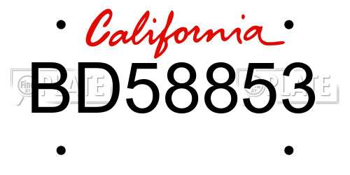 BD58853 California License Plate