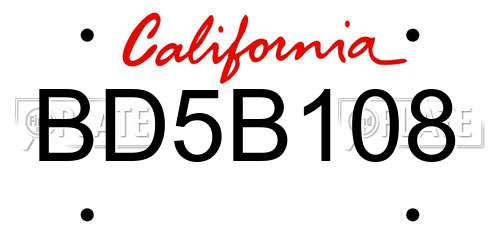 BD5B108 California License Plate