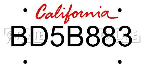 BD5B883 California License Plate