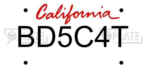 BD5C4T California License Plate