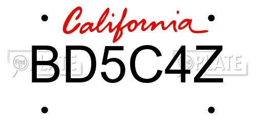 BD5C4Z California License Plate