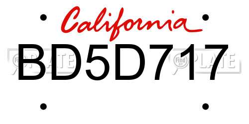 BD5D717 California License Plate
