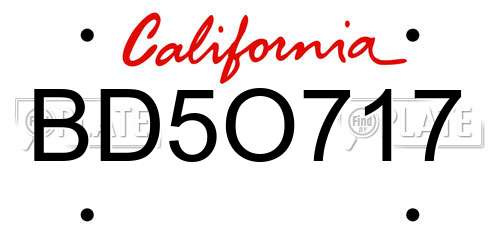 BD5O717 California License Plate