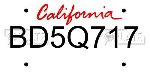BD5Q717 California License Plate