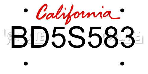 BD5S583 California License Plate