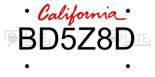 BD5Z8D California License Plate