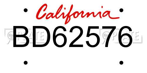 BD62576 California License Plate