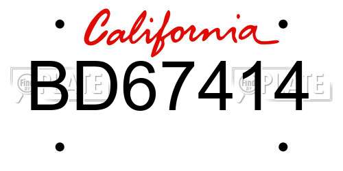 BD67414 California License Plate