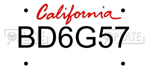 BD6G57 California License Plate
