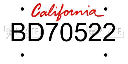 BD70522 California License Plate