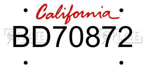 BD70872 California License Plate