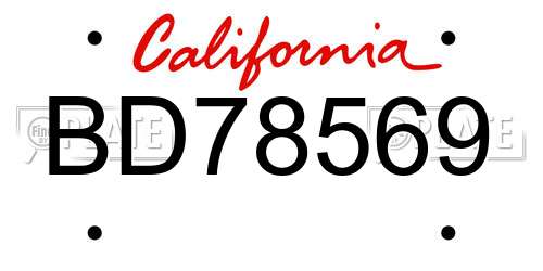 BD78569 California License Plate