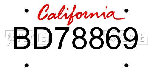 BD78869 California License Plate