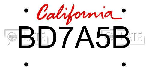 BD7A5B California License Plate