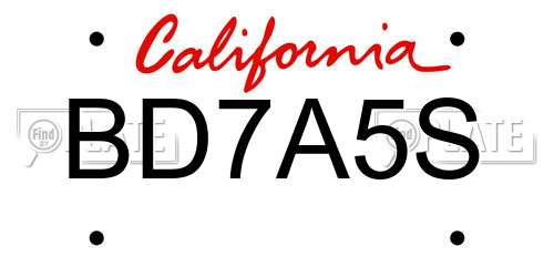 BD7A5S California License Plate