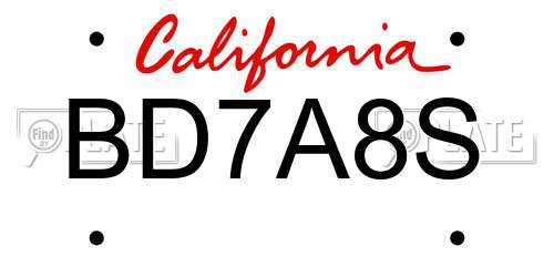 BD7A8S California License Plate