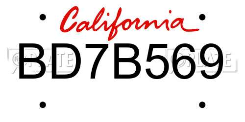 BD7B569 California License Plate
