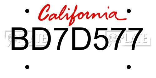 BD7D577 California License Plate