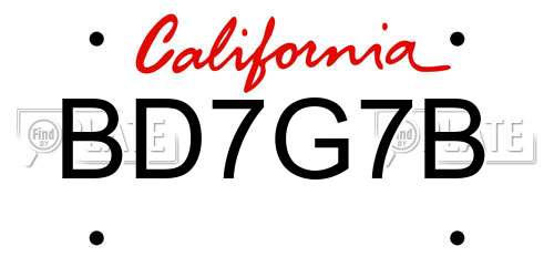 BD7G7B California License Plate
