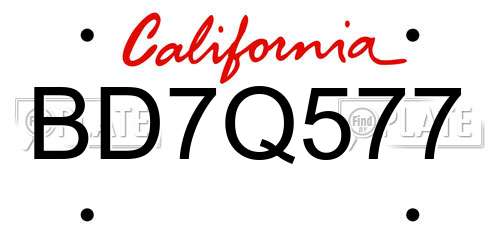 BD7Q577 California License Plate