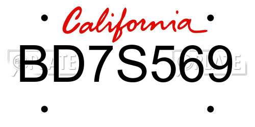 BD7S569 California License Plate