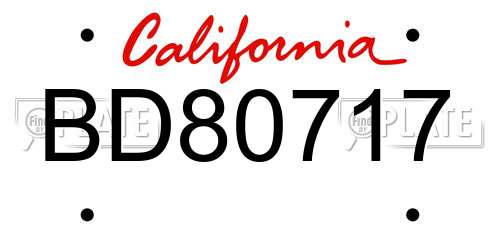 BD80717 California License Plate