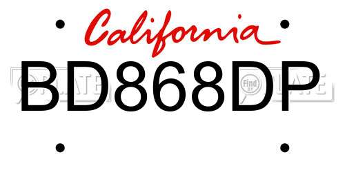 BD868DP California License Plate