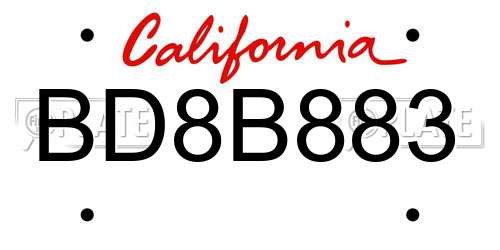 BD8B883 California License Plate