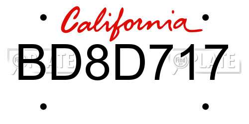 BD8D717 California License Plate