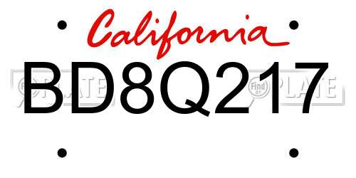 BD8Q217 California License Plate