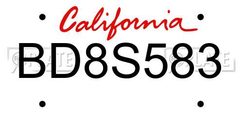 BD8S583 California License Plate