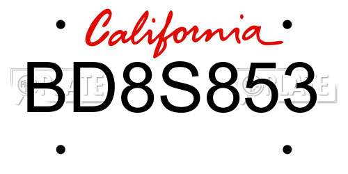 BD8S853 California License Plate