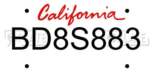 BD8S883 California License Plate