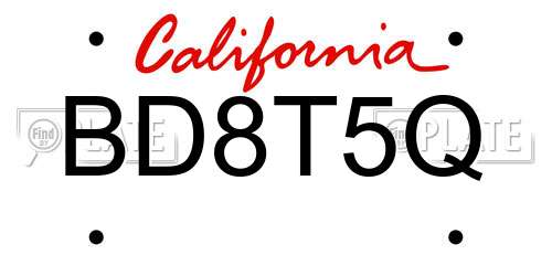 BD8T5Q California License Plate