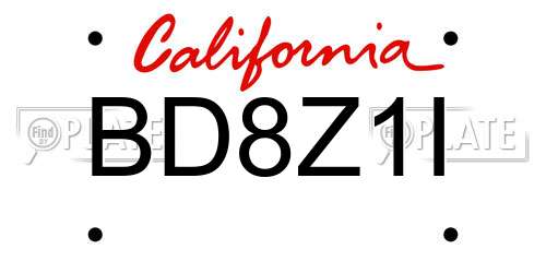 BD8Z1I California License Plate