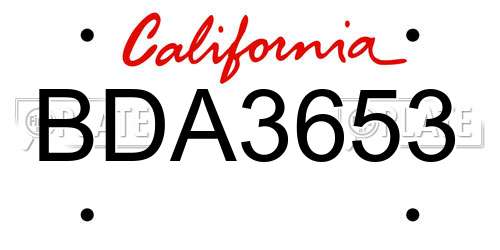 BDA3653 California License Plate